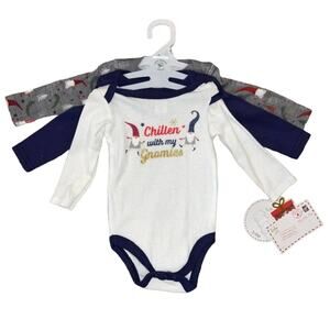 NWT Baby Kiss 3-Pack Christmas "Chillen with my Gnomies" Bodysuits